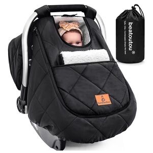 beatoutou Black Infant Car Seat Cover with Cozy Lining
